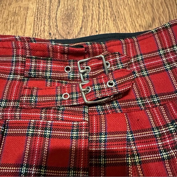 Vintage Lip Service Red Plaid Pleated Mini Skirt Medium Gothic Grunge unlined - Picture 3 of 10